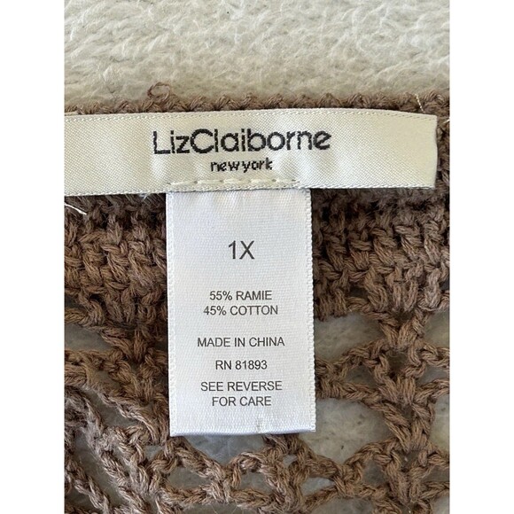 Liz Claiborne Boho Crochet Cardigan/ Cover Up Tie Front Size 1X Hippiechic - Picture 5 of 6